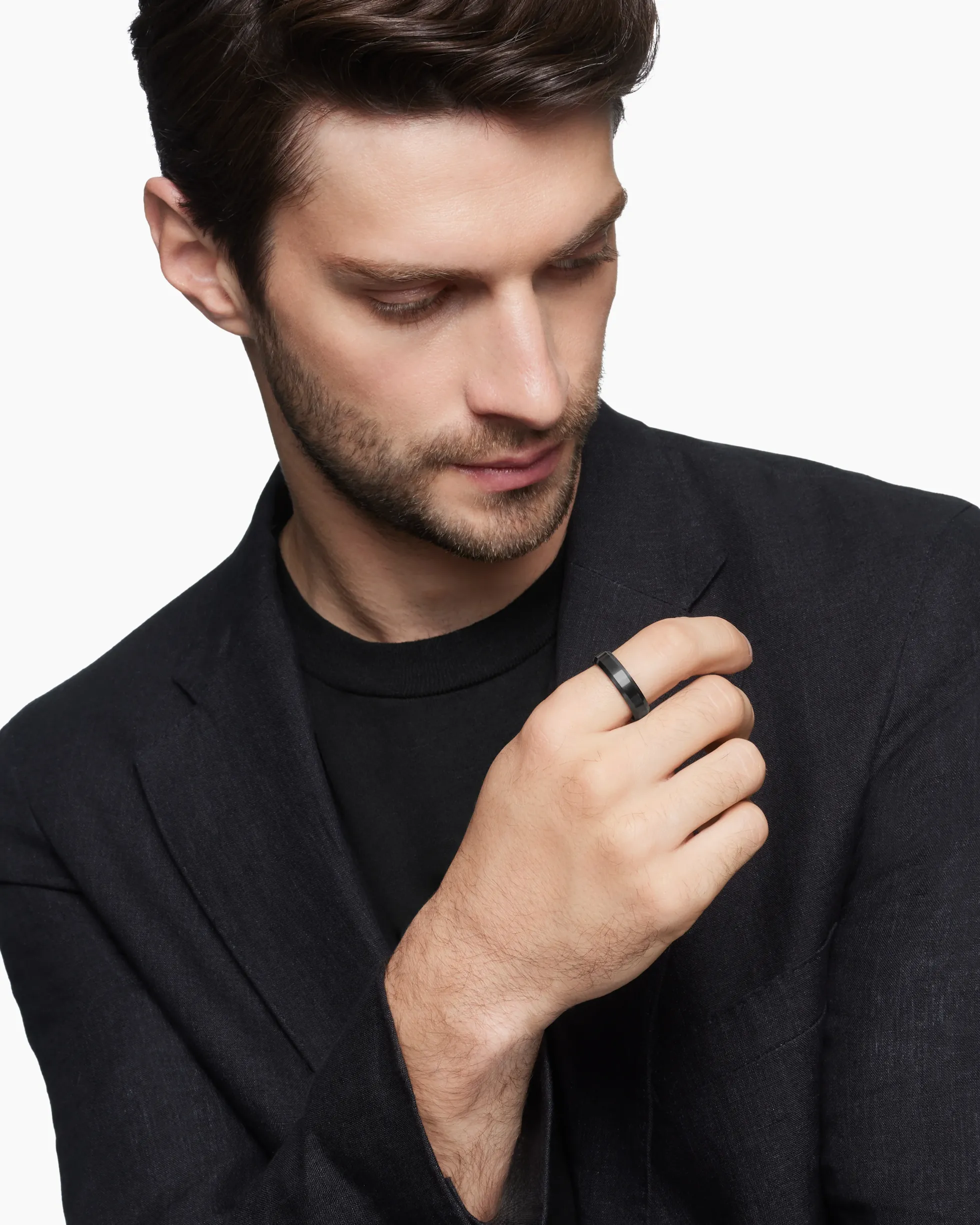 Beveled Band Ring Black Titanium, 6mm
