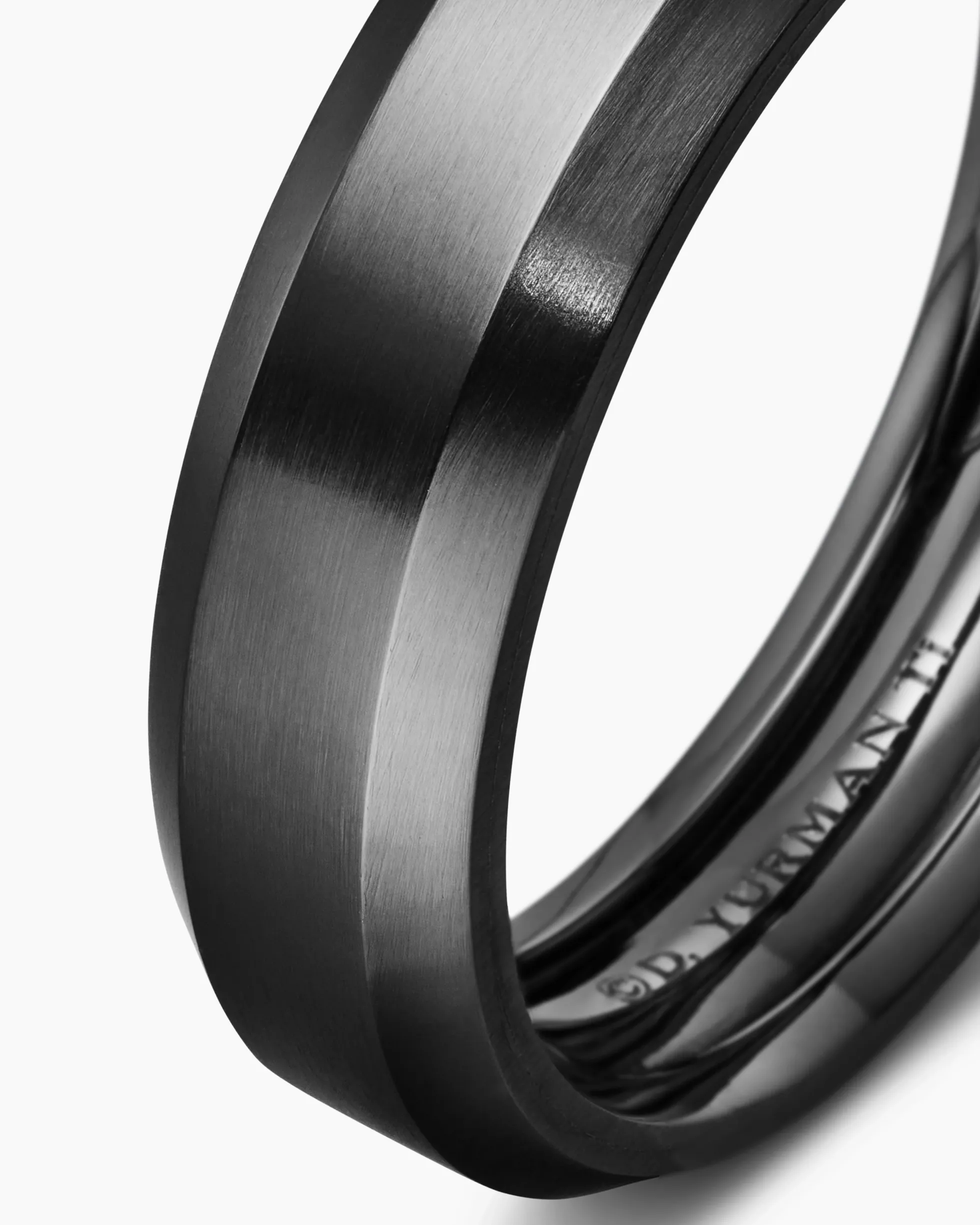 Beveled Band Ring Black Titanium, 6mm