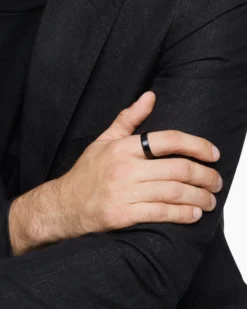 Beveled Band Ring Black Titanium, 6mm