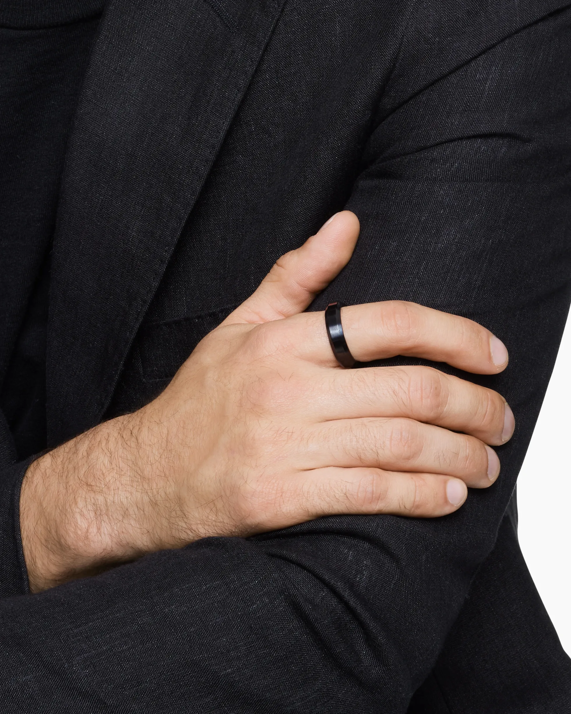 Beveled Band Ring Black Titanium, 6mm