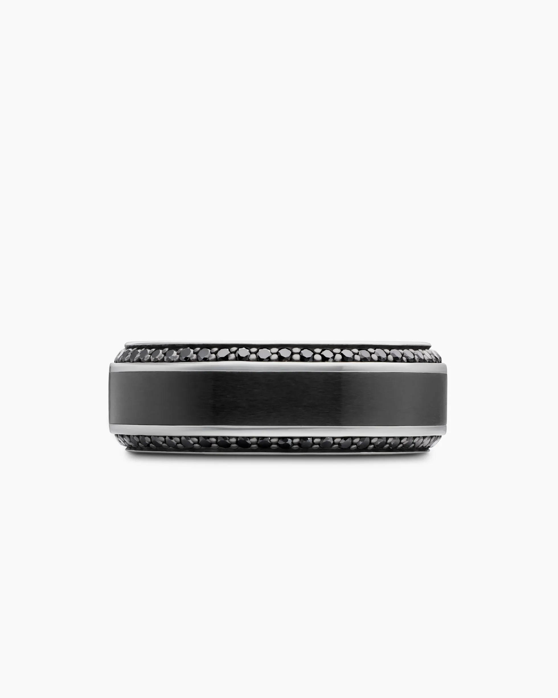 Beveled Band Ring Black Titanium with Black Diamonds, 8mm
