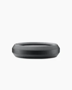 Beveled Band Ring Black Titanium with Half Pavé Black Diamonds, 6mm