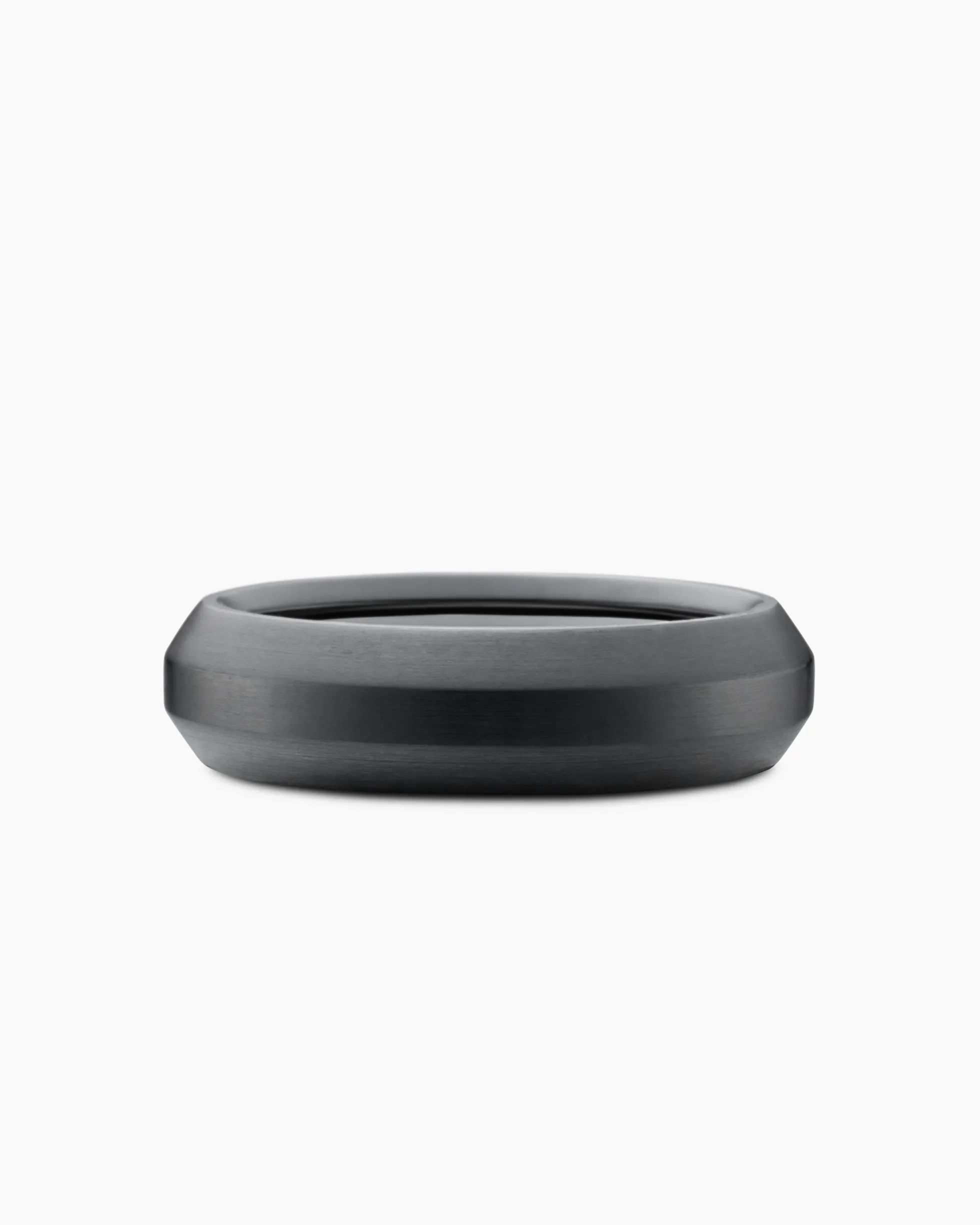 Beveled Band Ring Black Titanium with Half Pavé Black Diamonds, 6mm