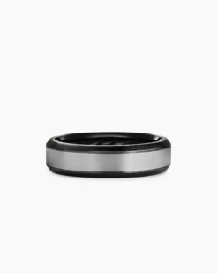 Beveled Band Ring Black Titanium with Grey Titanium, 6mm