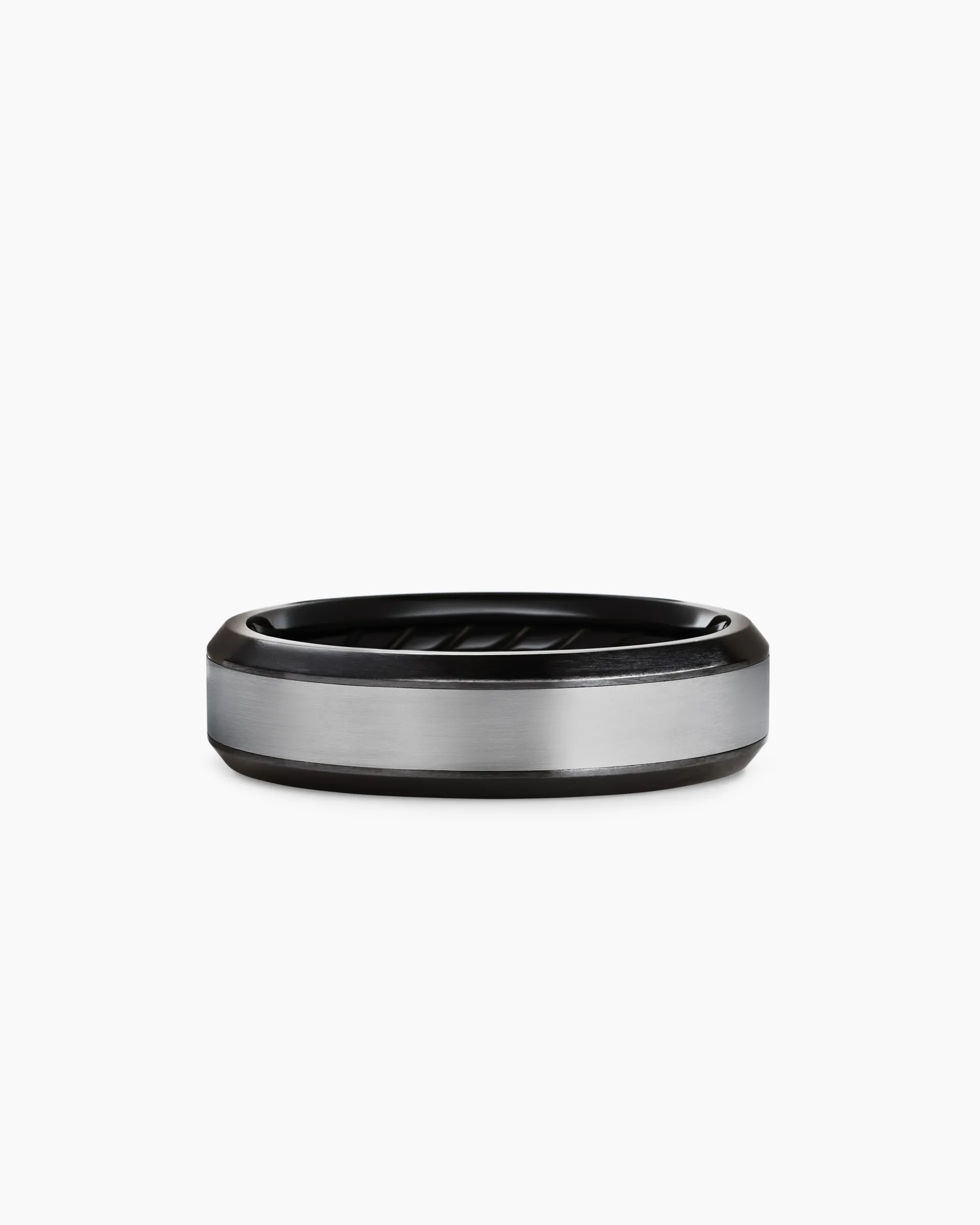 Beveled Band Ring Black Titanium with Grey Titanium, 6mm