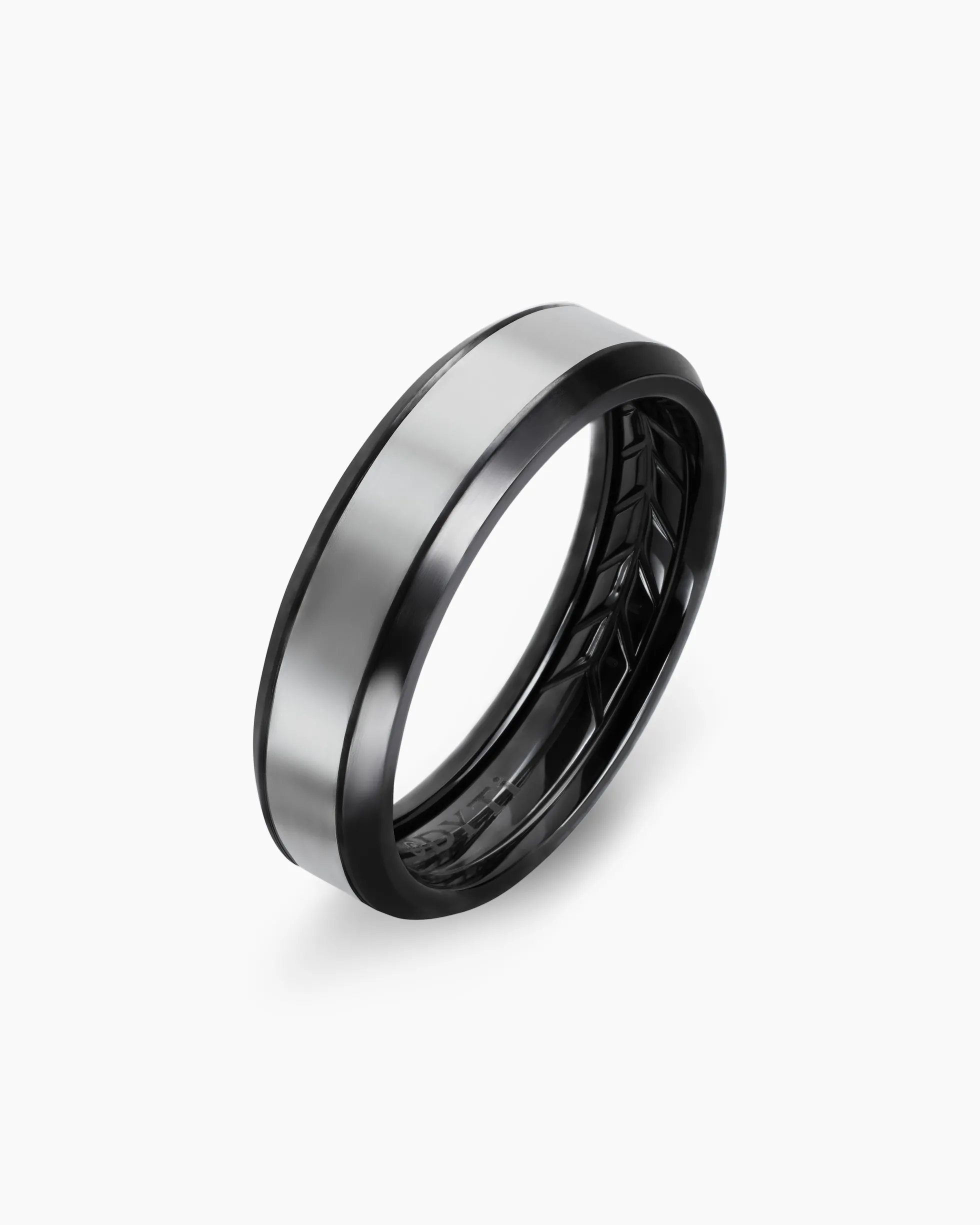 Beveled Band Ring Black Titanium with Grey Titanium, 6mm