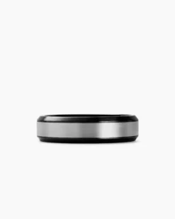 Beveled Band Ring Black Titanium with Grey Titanium, 6mm