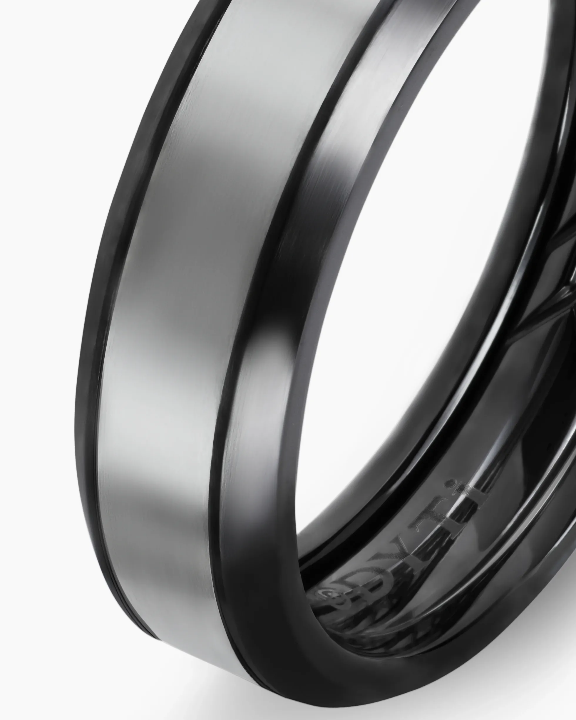 Beveled Band Ring Black Titanium with Grey Titanium, 6mm