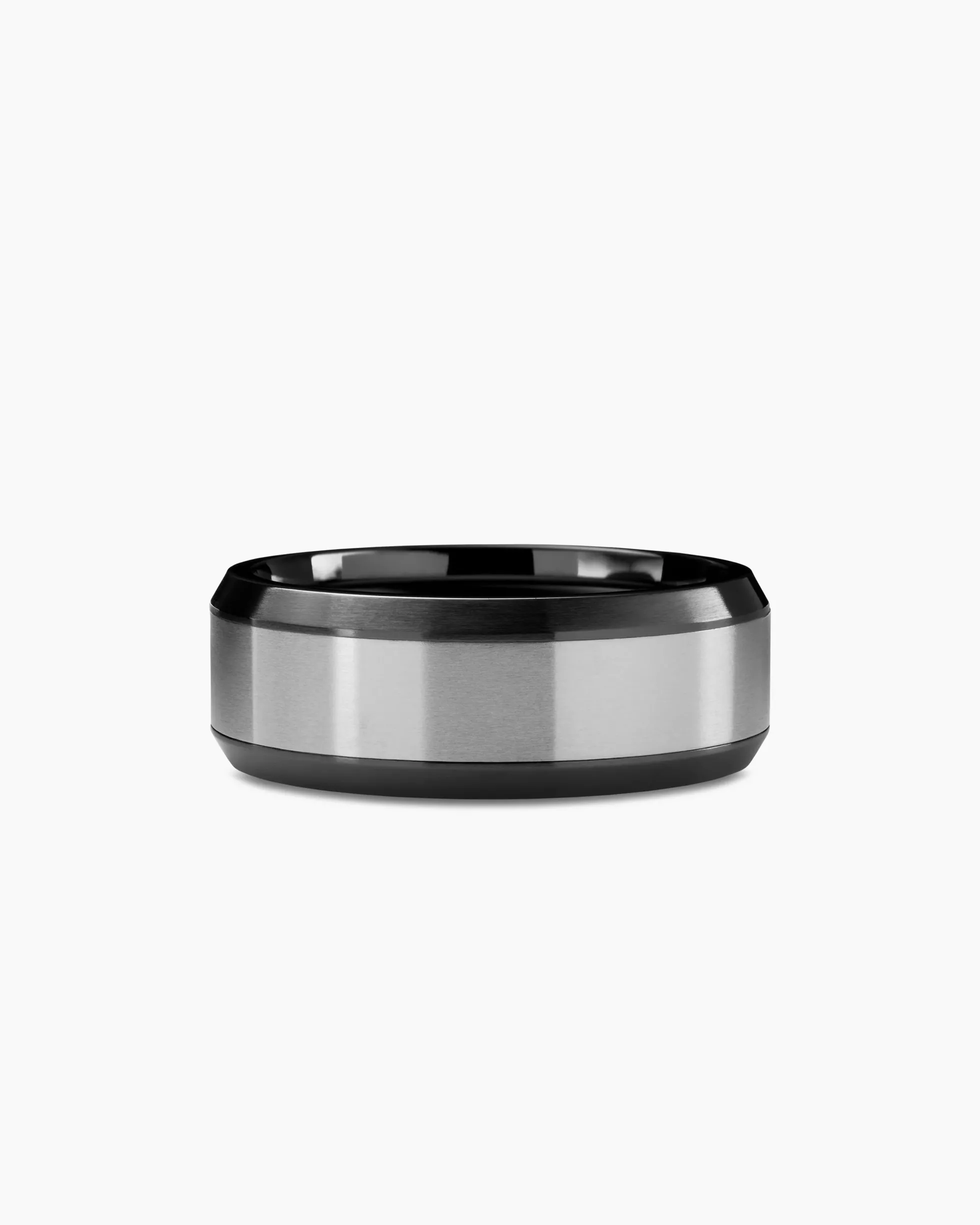 Beveled Band Ring Black Titanium with Grey Titanium, 8.5mm