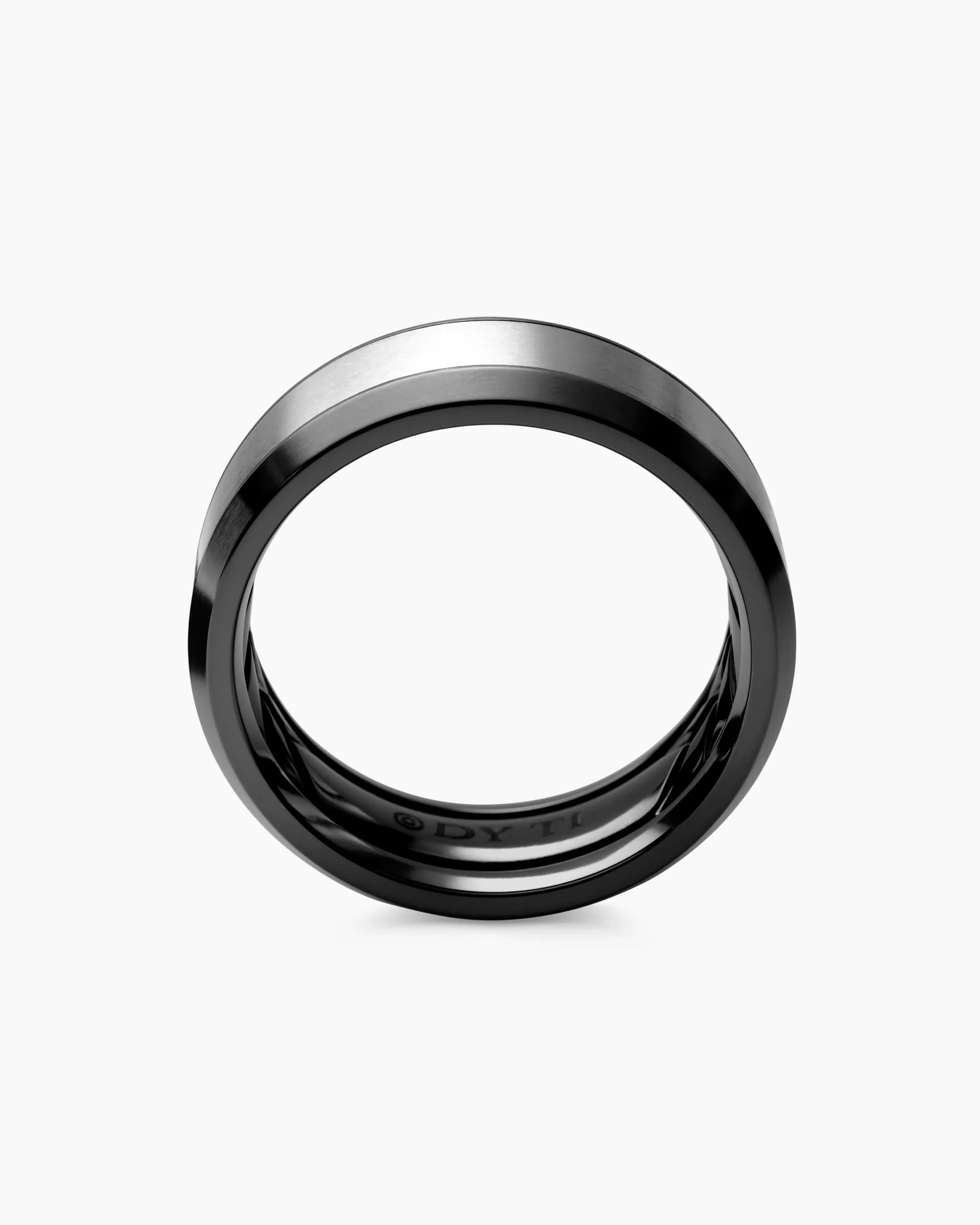 Beveled Band Ring Black Titanium with Grey Titanium, 8.5mm