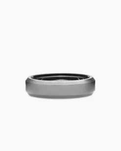 Beveled Band Ring Grey Titanium, 6mm