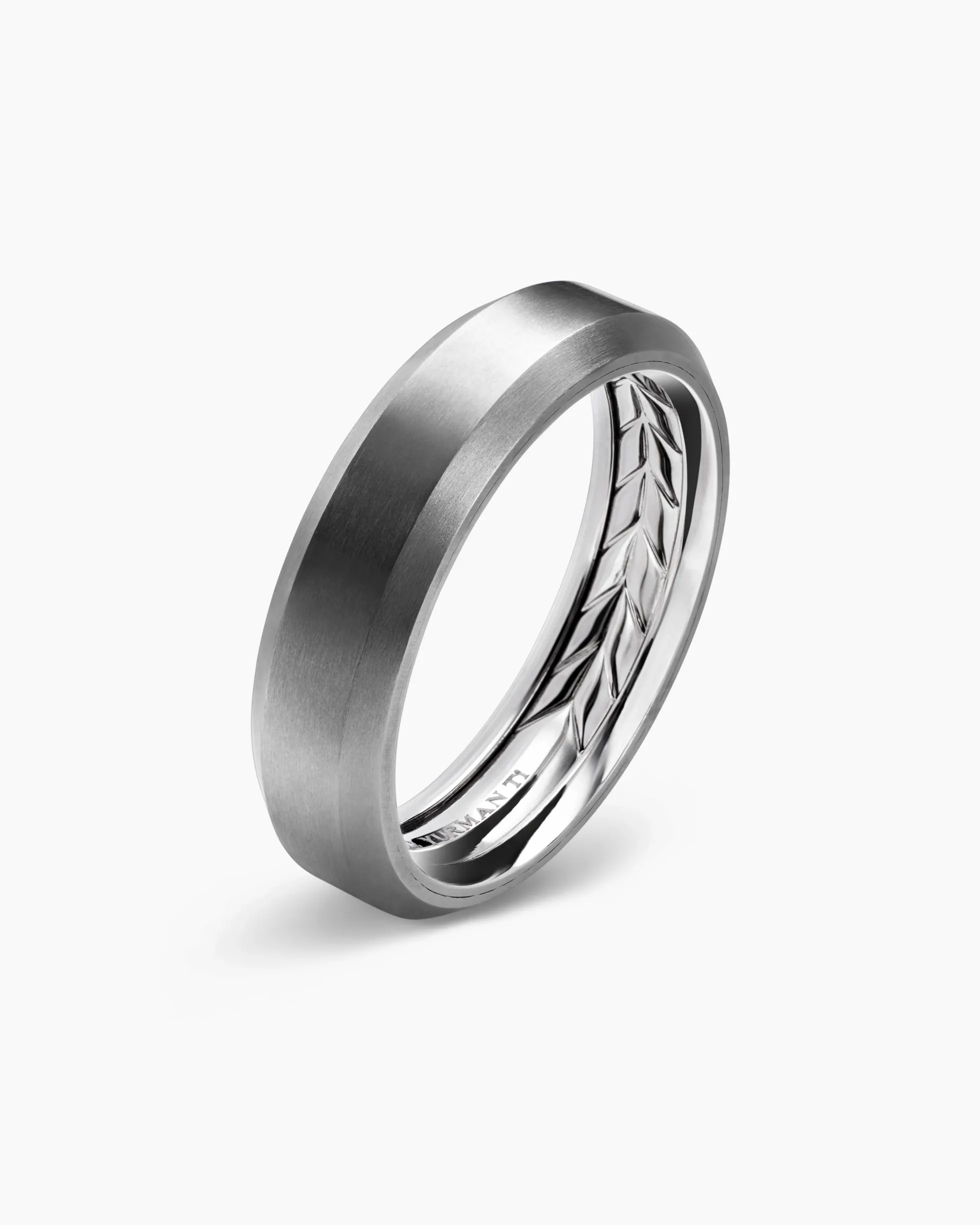Beveled Band Ring Grey Titanium, 6mm