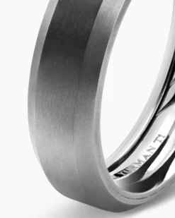 Beveled Band Ring Grey Titanium, 6mm