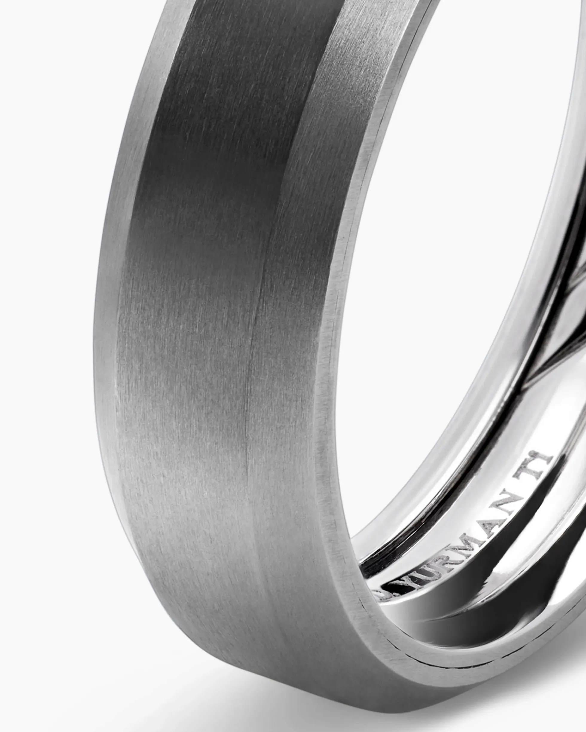 Beveled Band Ring Grey Titanium, 6mm