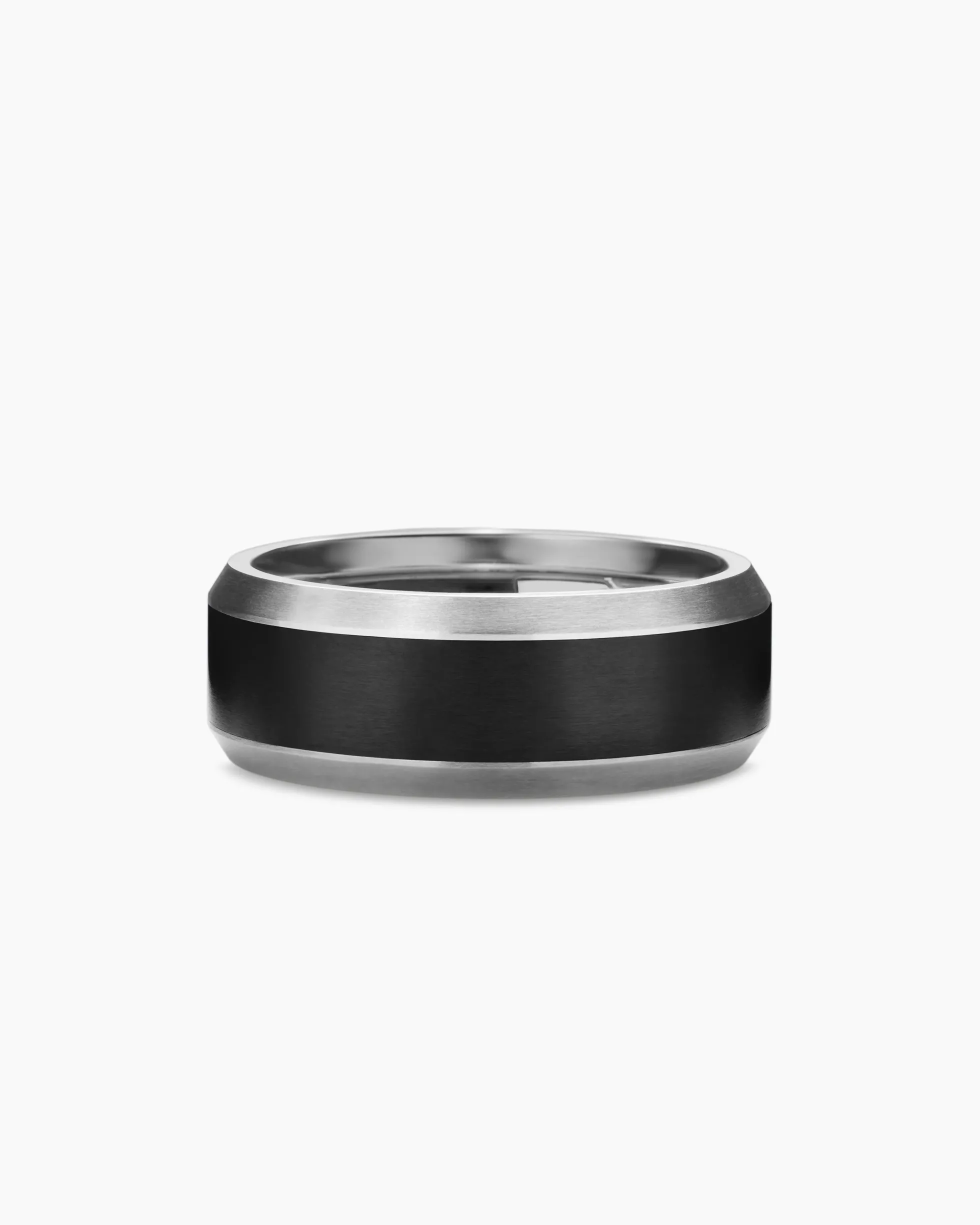 Beveled Band Ring Grey Titanium with Black Titanium, 8.5mm