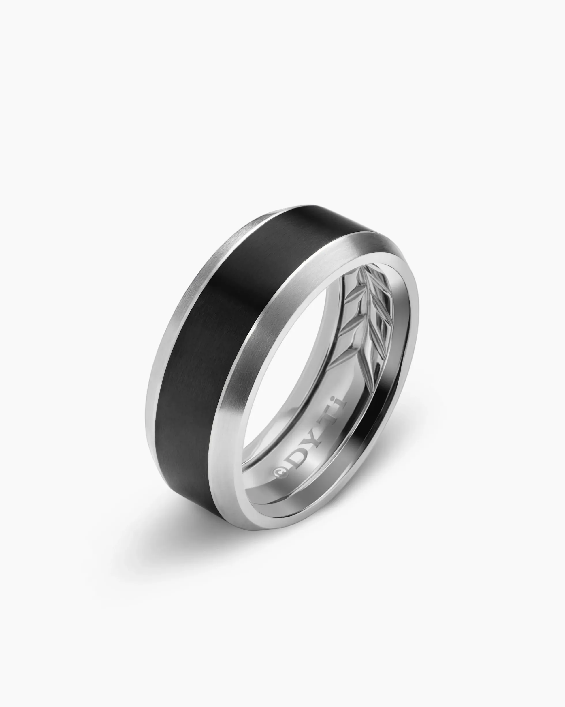 Beveled Band Ring Grey Titanium with Black Titanium, 8.5mm