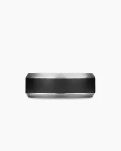 Beveled Band Ring Grey Titanium with Black Titanium, 8.5mm