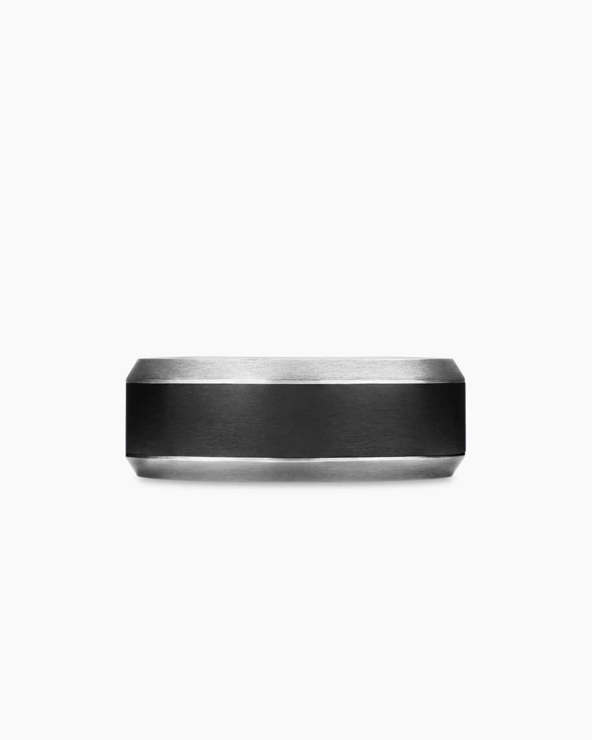 Beveled Band Ring Grey Titanium with Black Titanium, 8.5mm
