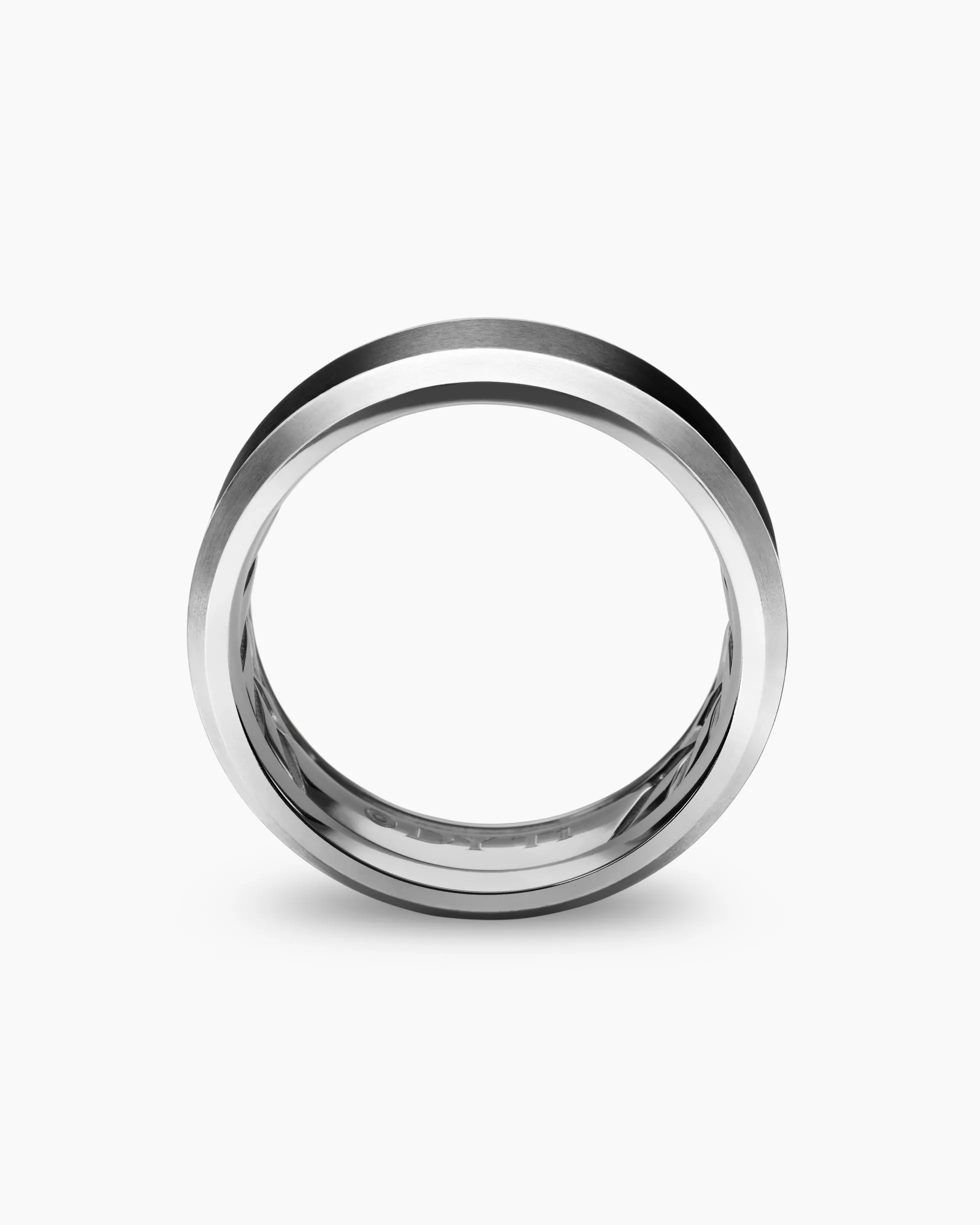 Beveled Band Ring Grey Titanium with Black Titanium, 8.5mm