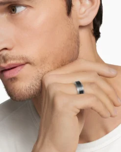 Beveled Band Ring Grey Titanium with Black Titanium, 8.5mm
