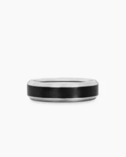 Beveled Band Ring Grey Titanium with Black Titanium, 6mm