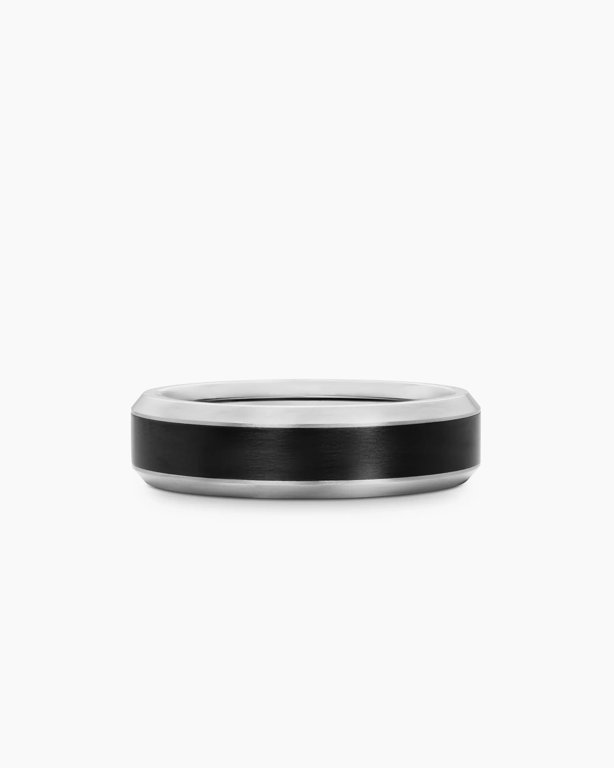 Beveled Band Ring Grey Titanium with Black Titanium, 6mm