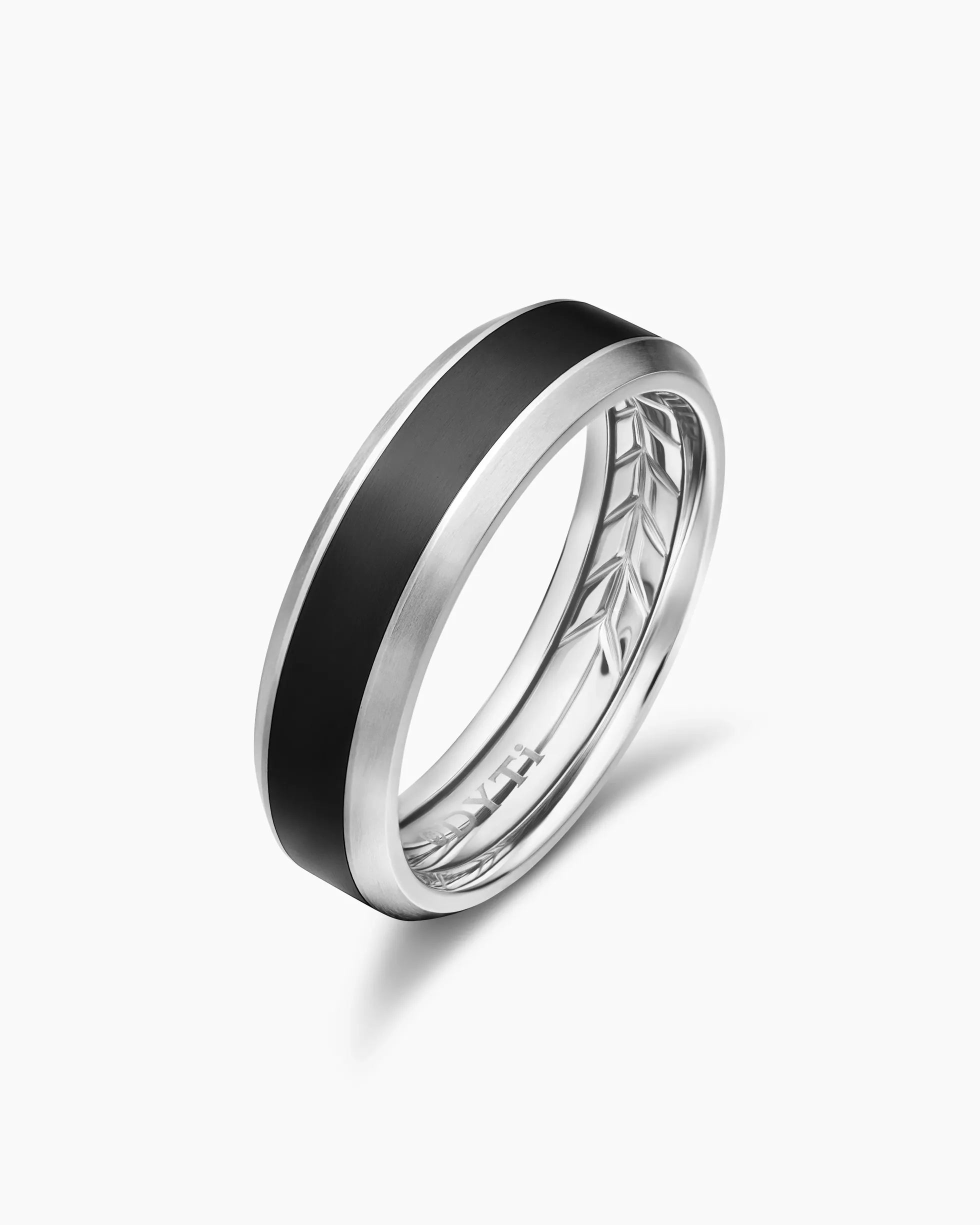 Beveled Band Ring Grey Titanium with Black Titanium, 6mm