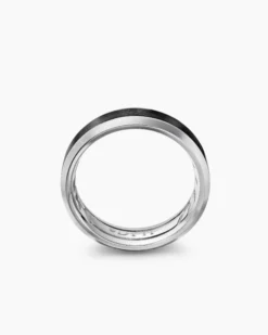 Beveled Band Ring Grey Titanium with Black Titanium, 6mm