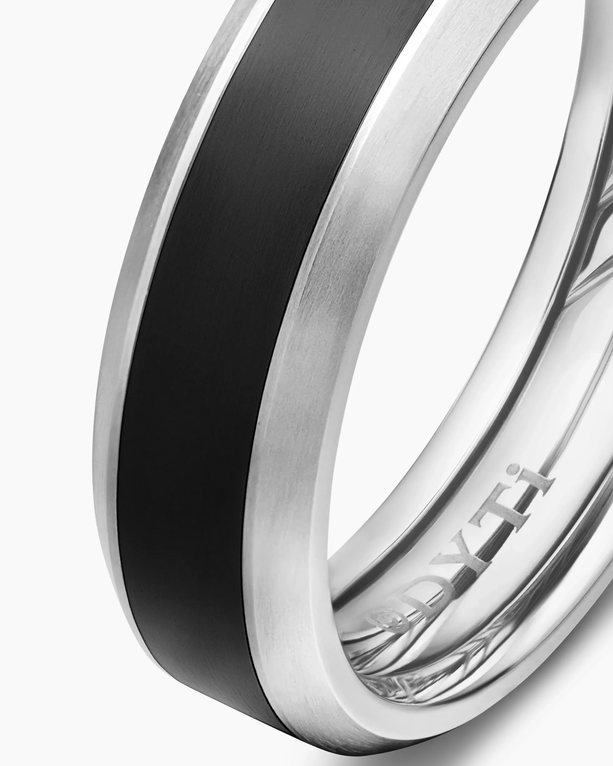 Beveled Band Ring Grey Titanium with Black Titanium, 6mm