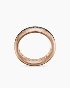 Beveled Band Ring 18K Rose Gold with Cognac Diamonds, 6mm