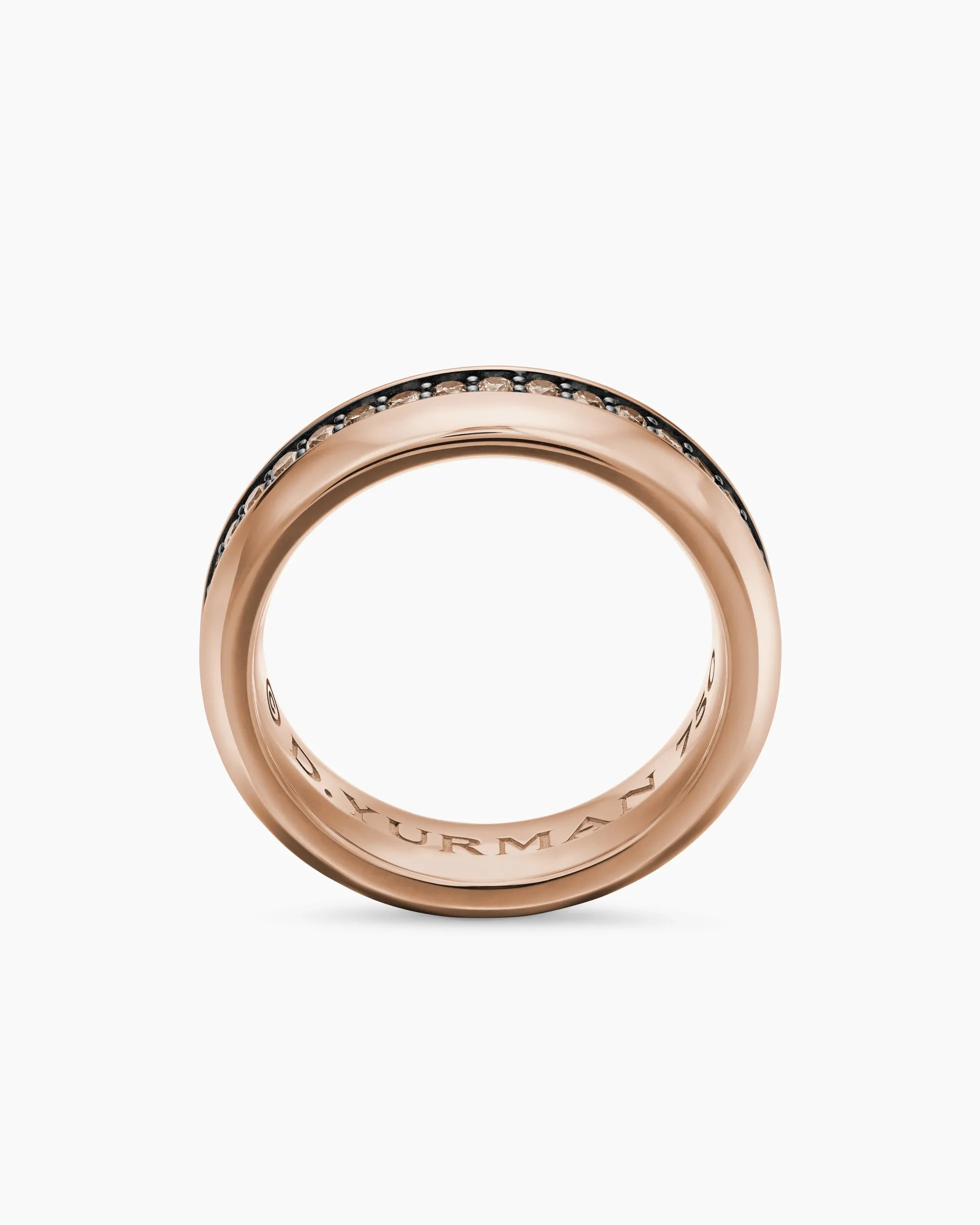 Beveled Band Ring 18K Rose Gold with Cognac Diamonds, 6mm