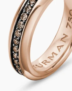 Beveled Band Ring 18K Rose Gold with Cognac Diamonds, 6mm