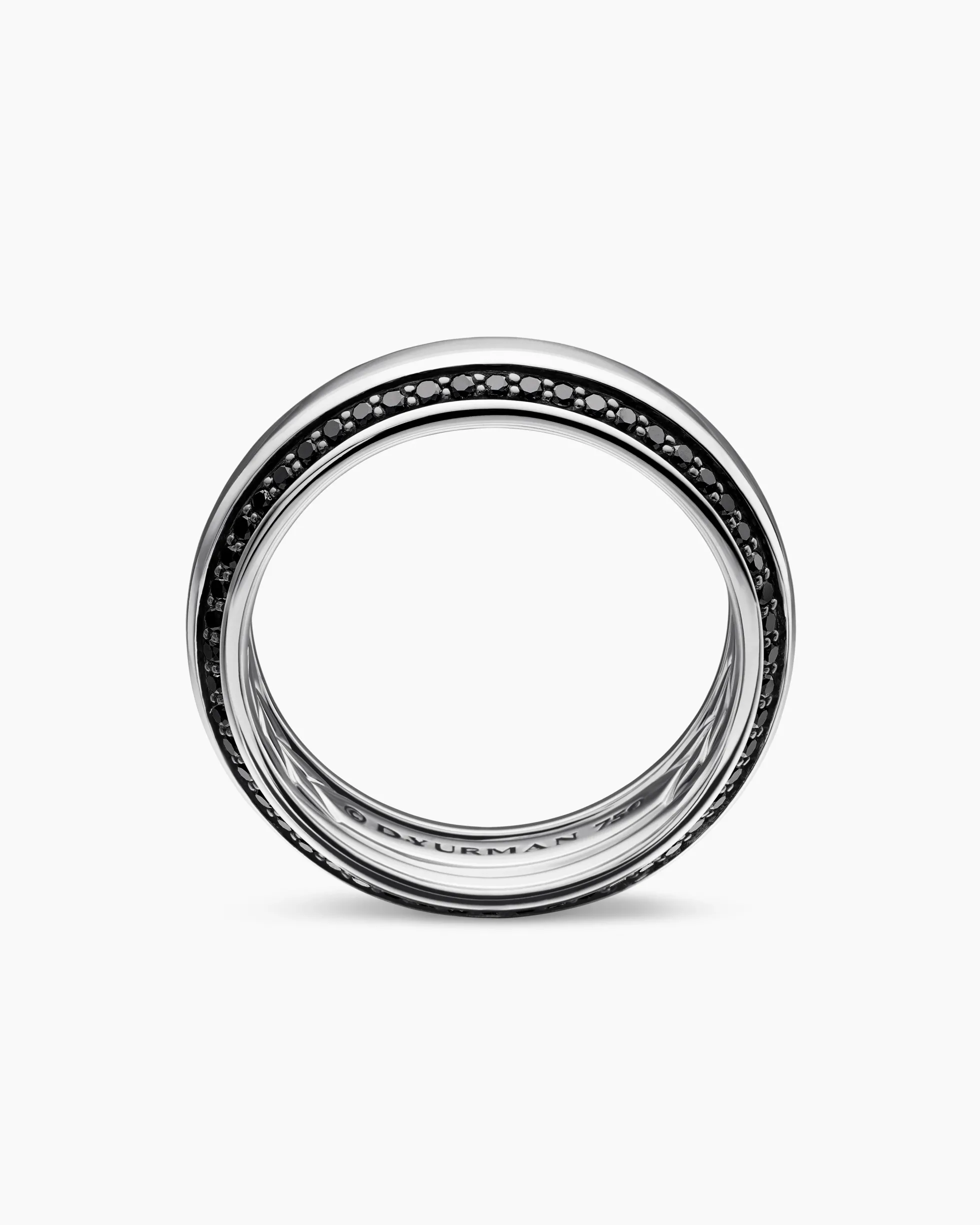 Beveled Band Ring 18K White Gold with Black Diamonds, 6mm