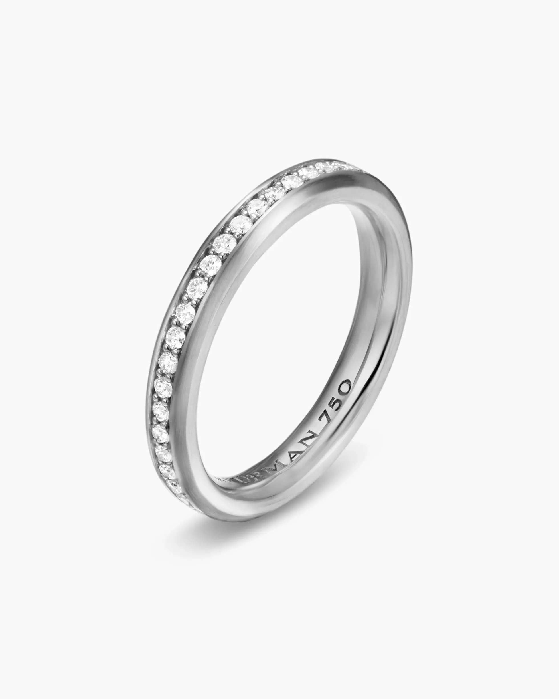 Beveled Band Ring 18K White Gold with Diamonds, 3.5mm