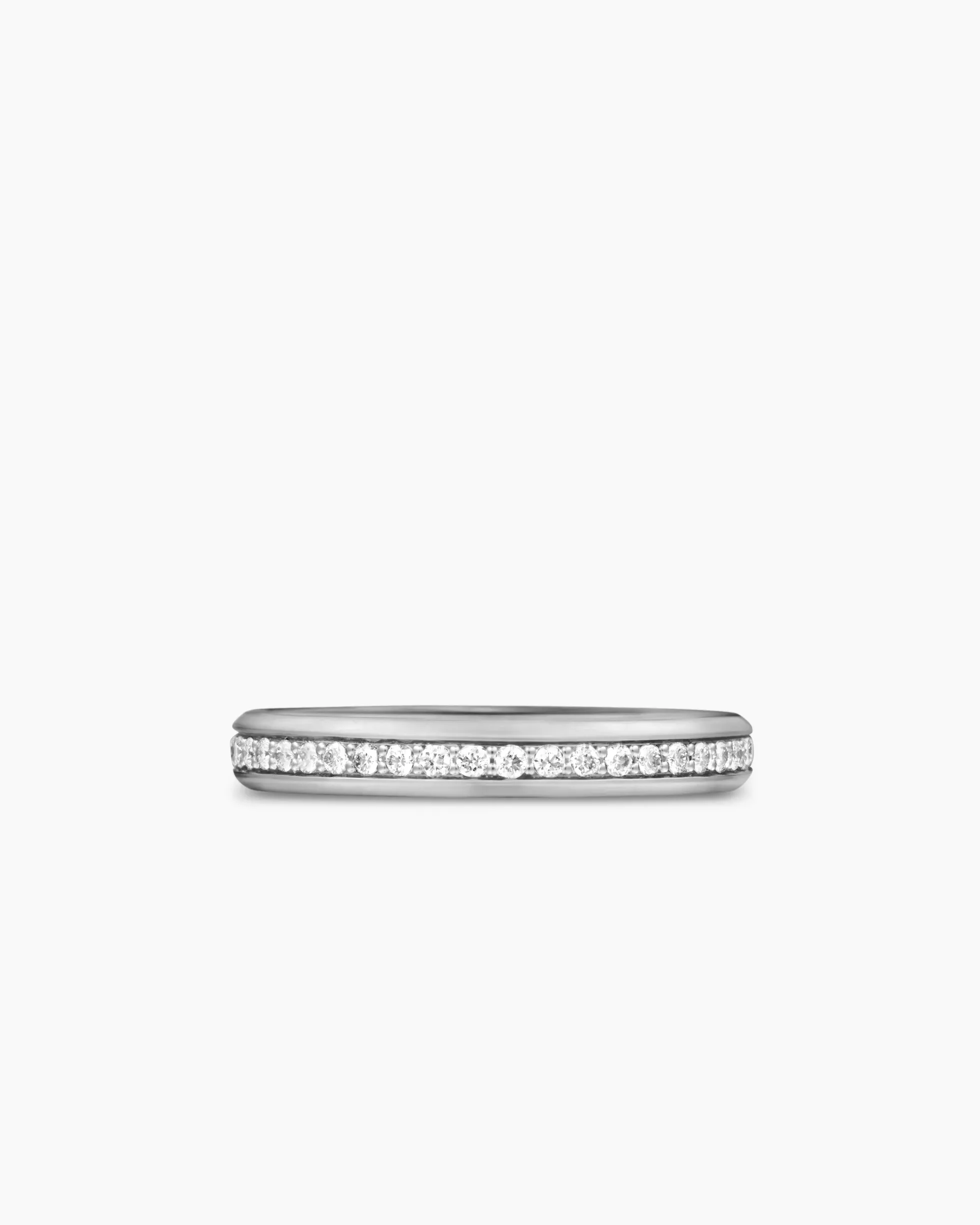 Beveled Band Ring 18K White Gold with Diamonds, 3.5mm