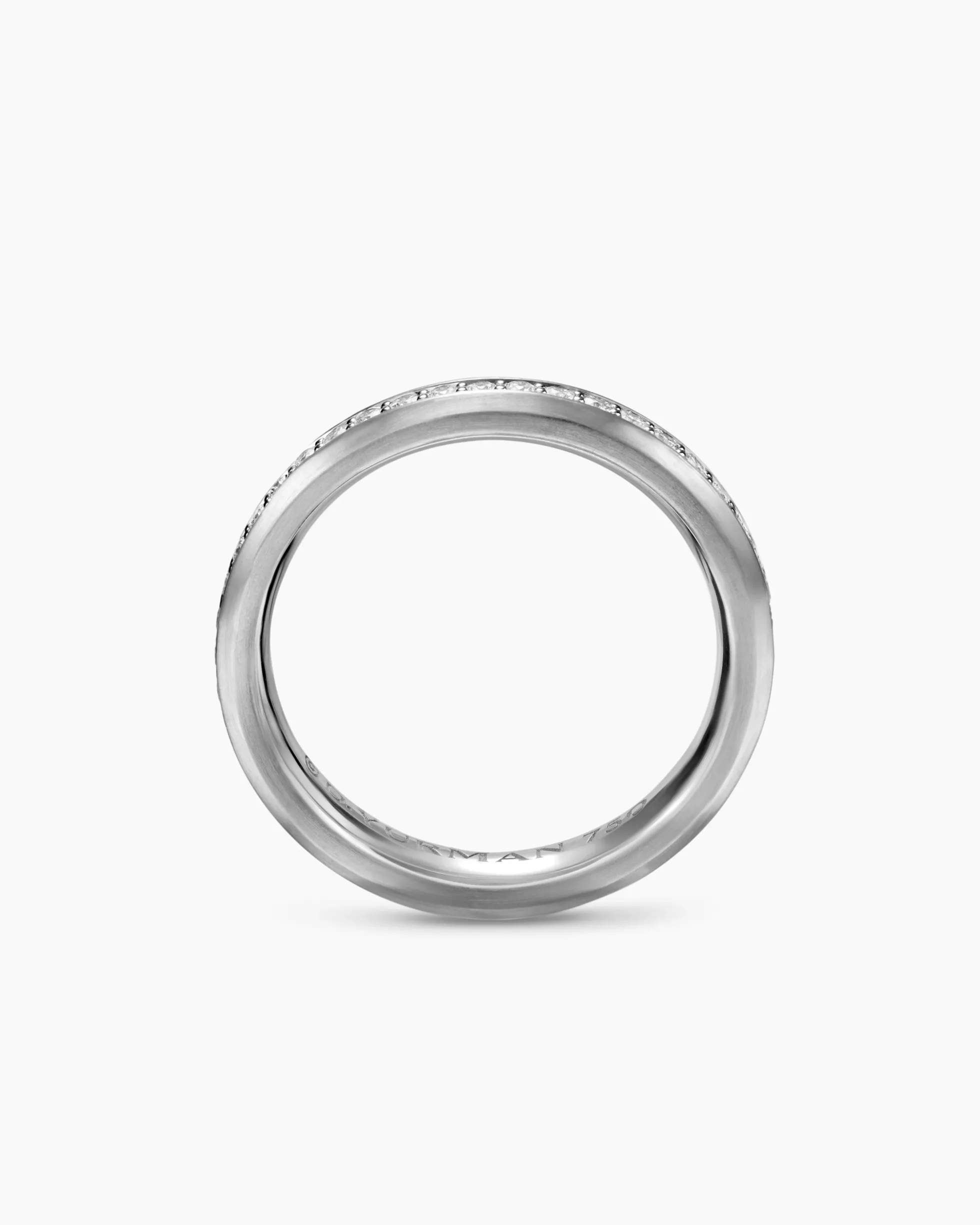 Beveled Band Ring 18K White Gold with Diamonds, 3.5mm