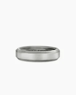 Beveled Band Ring 18K White Gold, 6mm