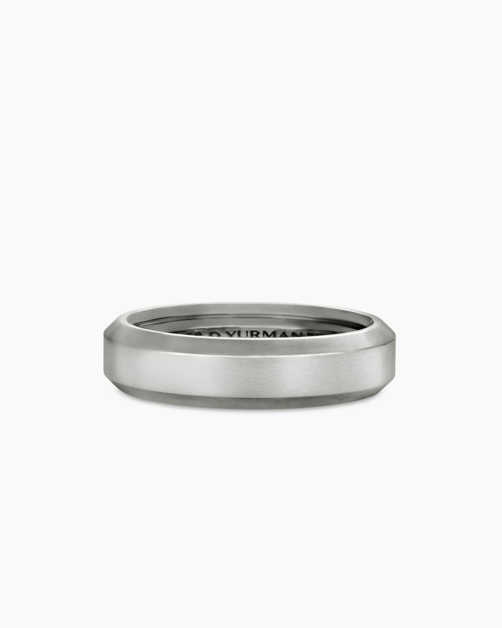 Beveled Band Ring 18K White Gold, 6mm