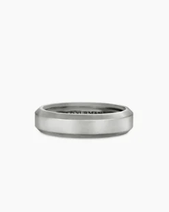 Beveled Band Ring 18K White Gold, 6mm