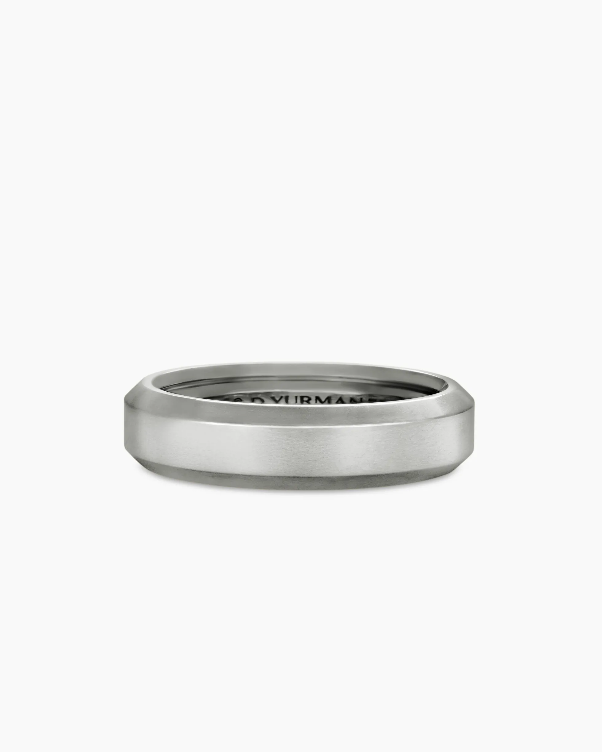 Beveled Band Ring 18K White Gold, 6mm