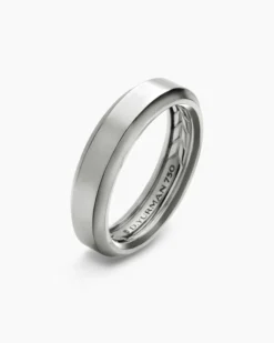 Beveled Band Ring 18K White Gold, 6mm