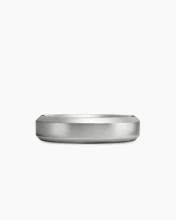 Beveled Band Ring 18K White Gold, 6mm