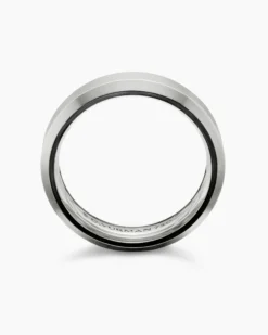 Beveled Band Ring 18K White Gold, 6mm