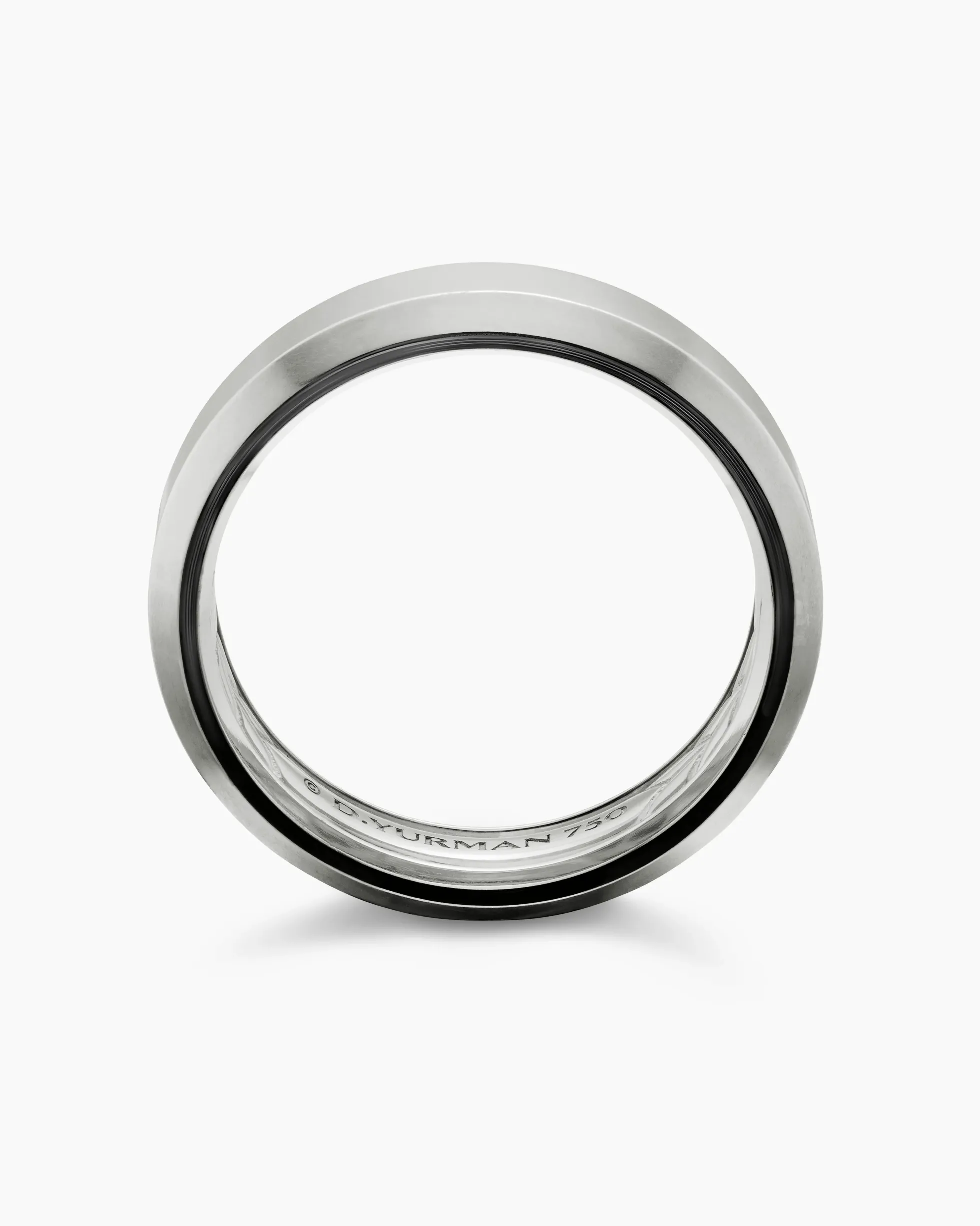 Beveled Band Ring 18K White Gold, 6mm