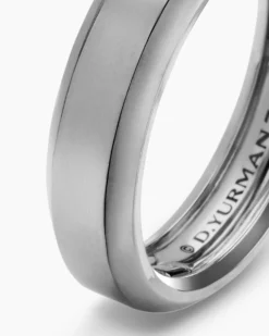 Beveled Band Ring 18K White Gold, 6mm