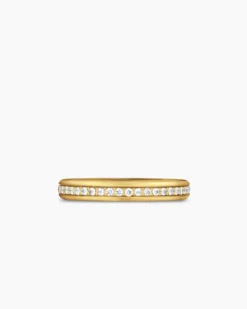Beveled Band Ring 18K Yellow Gold with Diamonds, 3.5mm