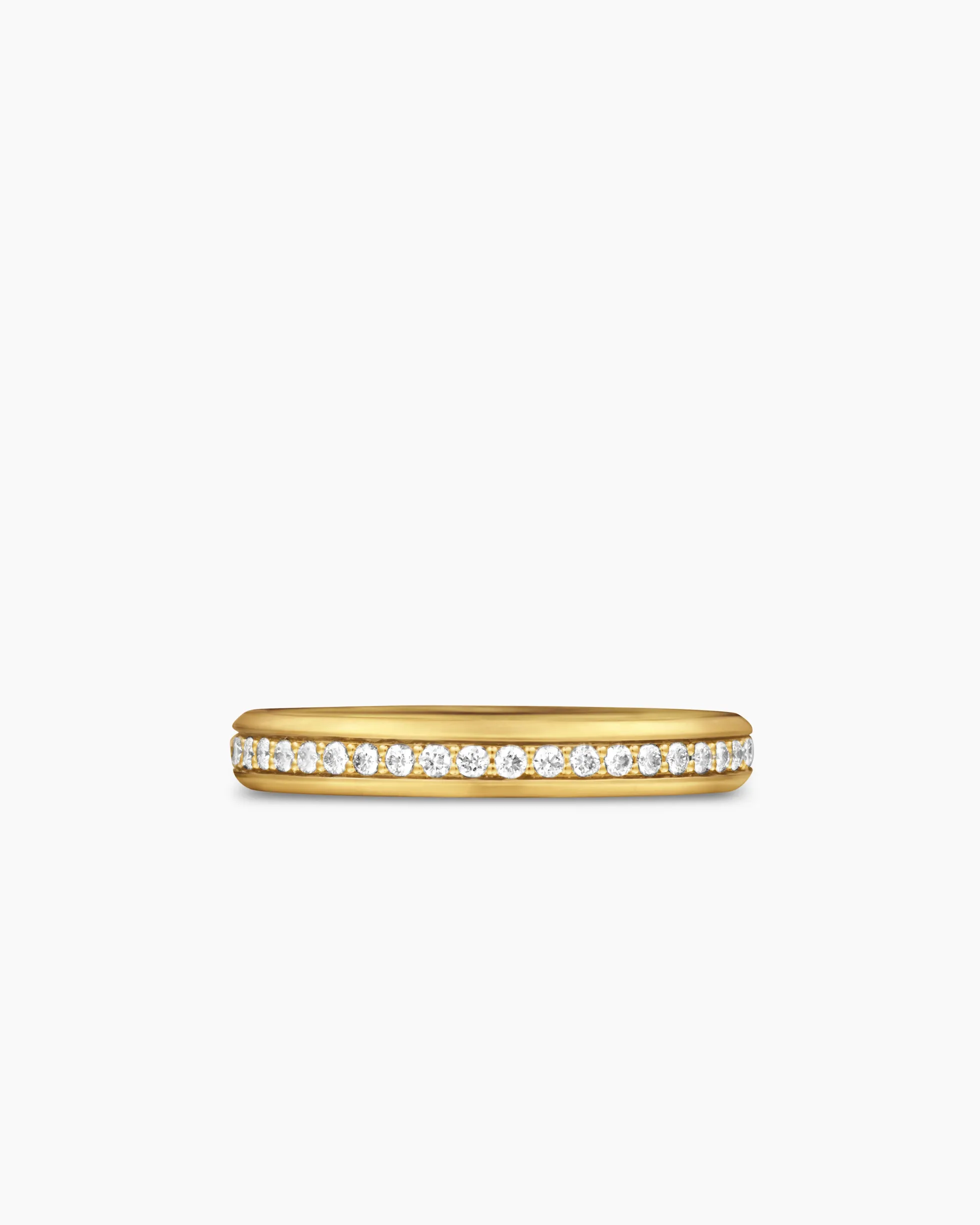 Beveled Band Ring 18K Yellow Gold with Diamonds, 3.5mm