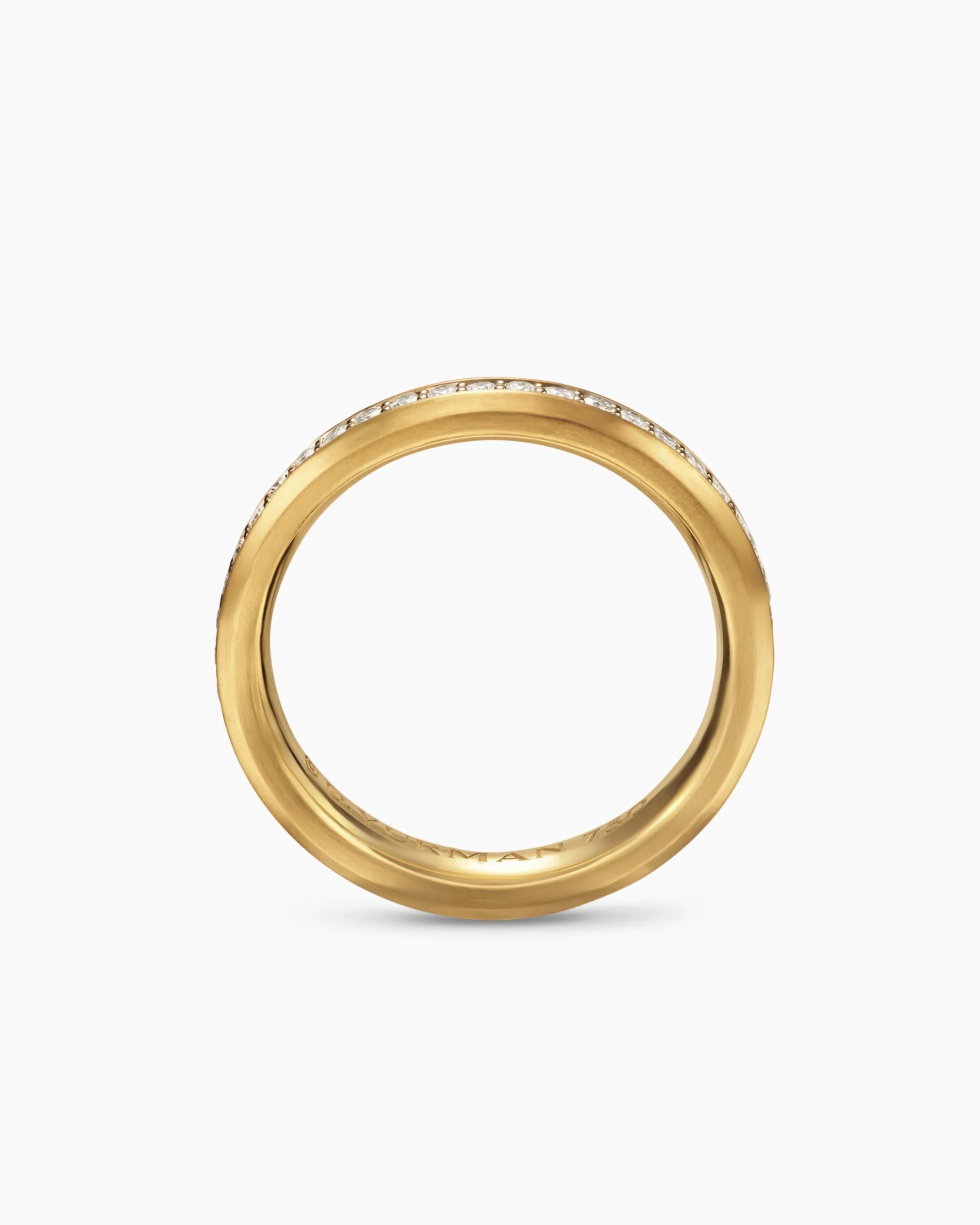 Beveled Band Ring 18K Yellow Gold with Diamonds, 3.5mm