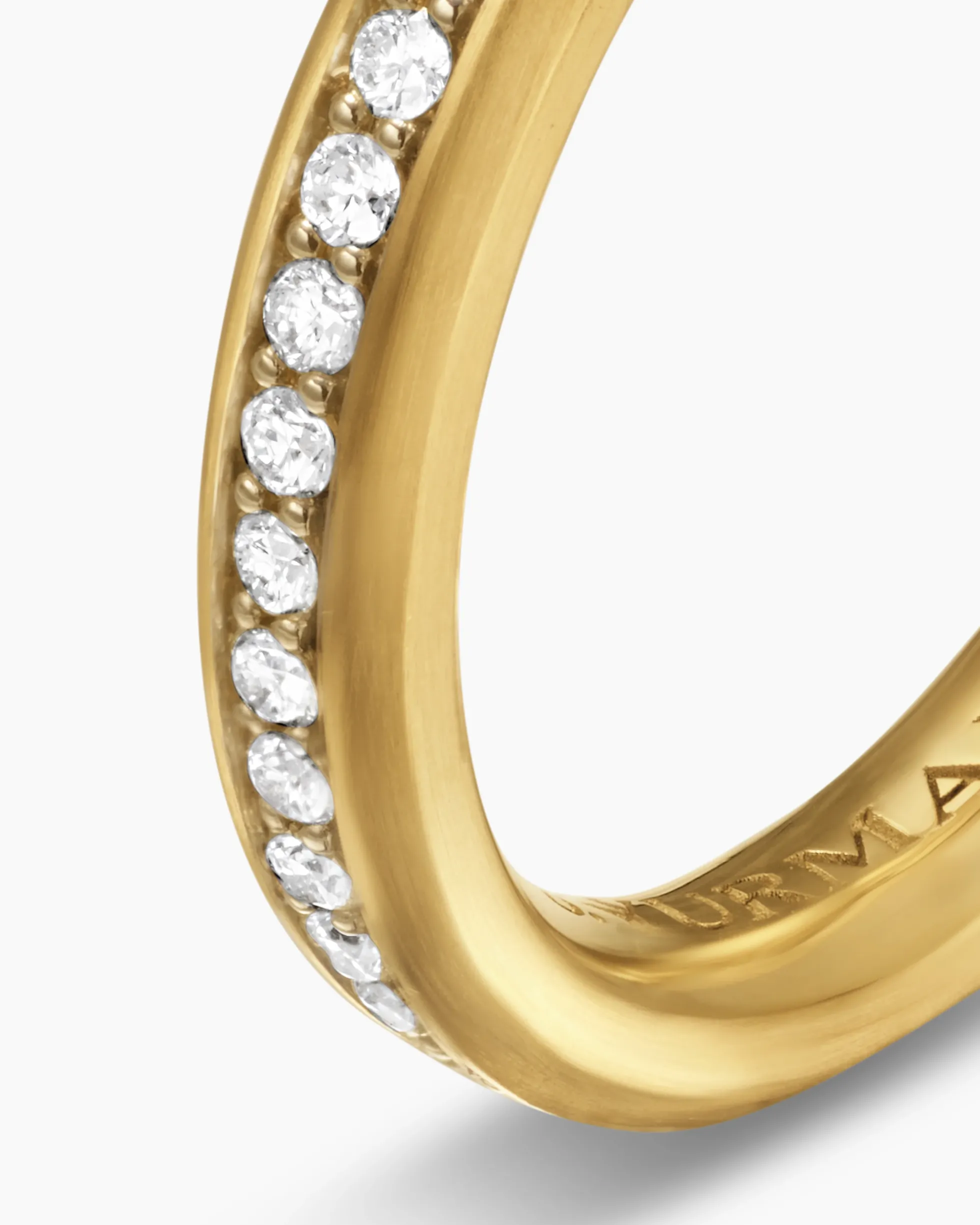 Beveled Band Ring 18K Yellow Gold with Diamonds, 3.5mm