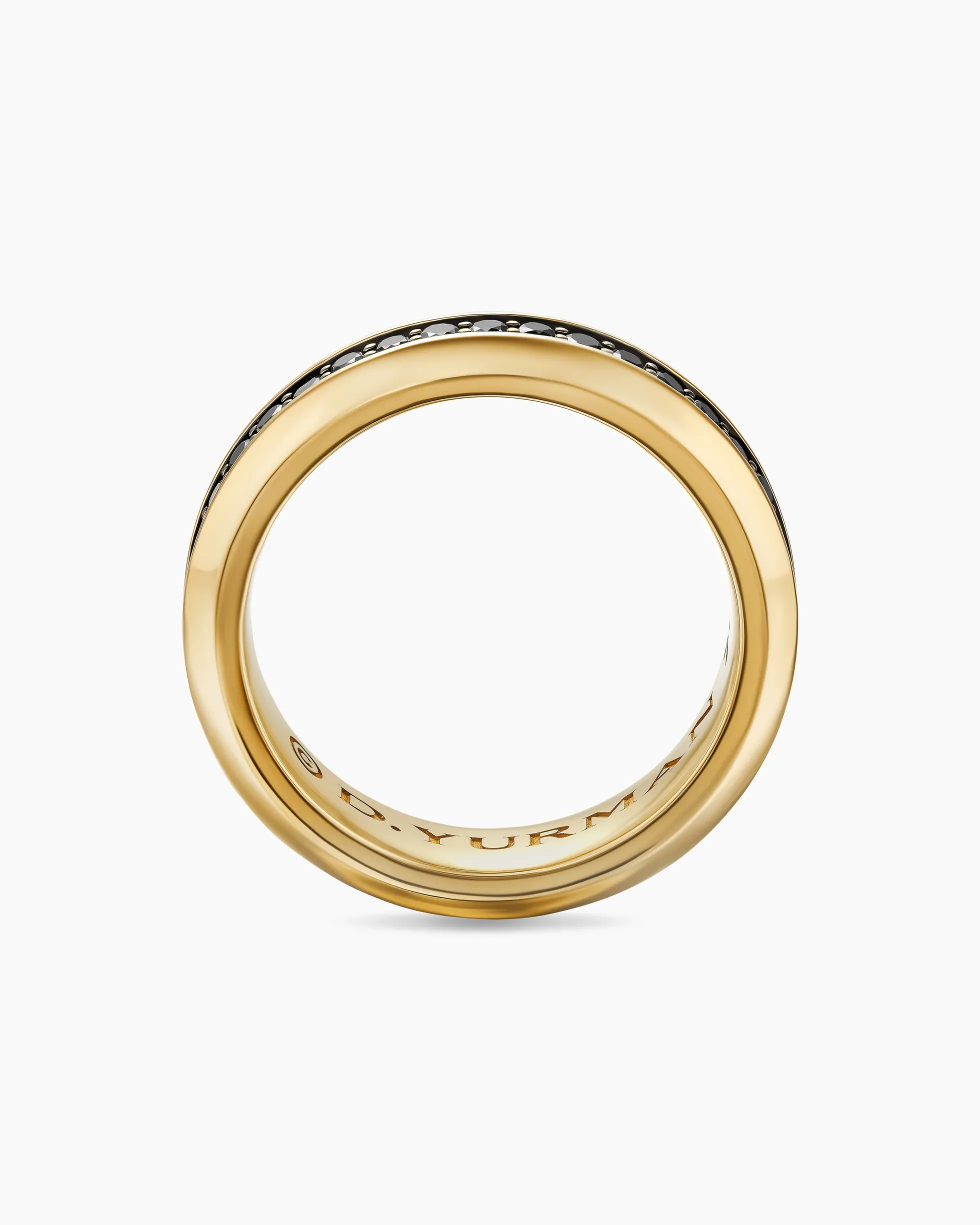 Beveled Band Ring 18K Yellow Gold with Black Diamonds, 6mm